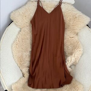 Morgan Taylor100% Silk Slip chemise in Rust. Vintage EUC Sz P